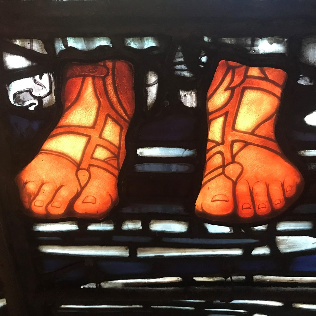 The feet of Jesus from The Ascension window.