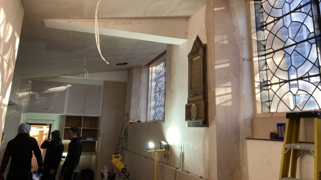 Ongoing work taking place during the renovation of the new office space at Birmingham Cathedral - Autumn 2022.