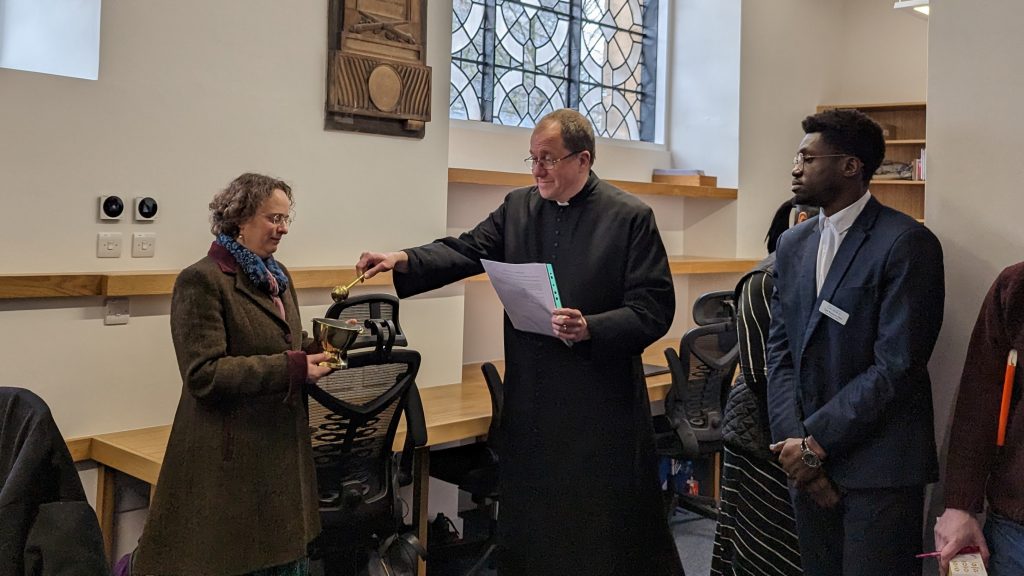 The Dean of Birmingham, The Very Reverend Matt Thompson, blesses the new office at Birmingham Cathedral - 6 March 2023